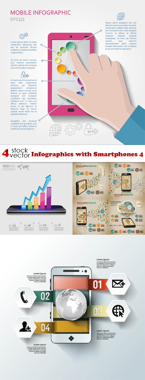 Vectors - Infographics with Smartphones 4