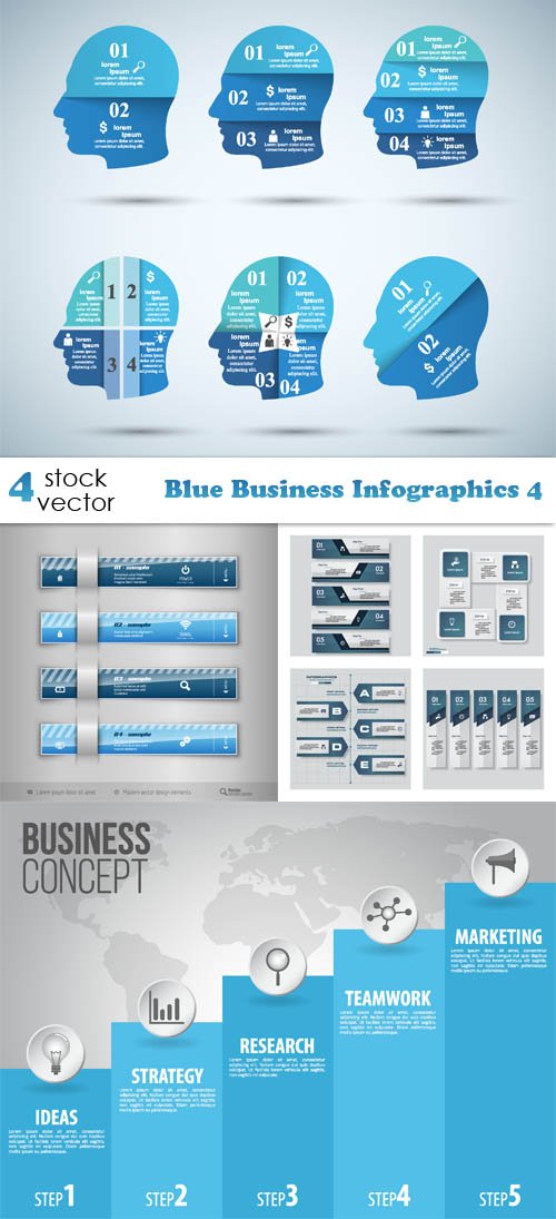 Vectors - Blue Business Infographics 4