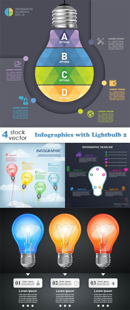Vectors - Infographics with Lightbulb 2
