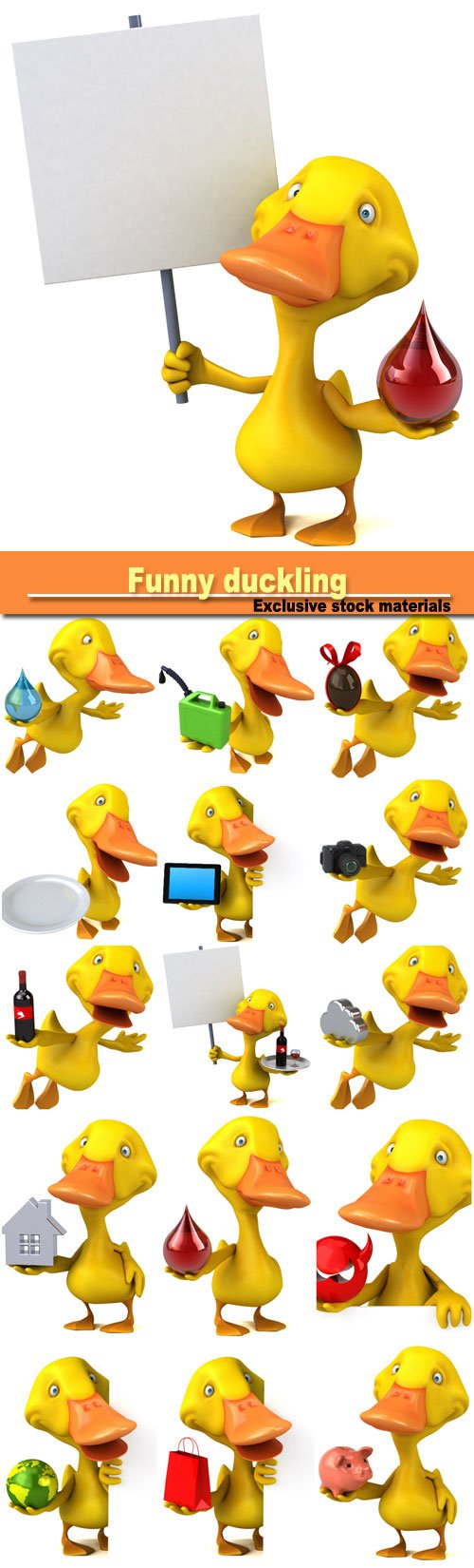 Funny duckling with different icons
