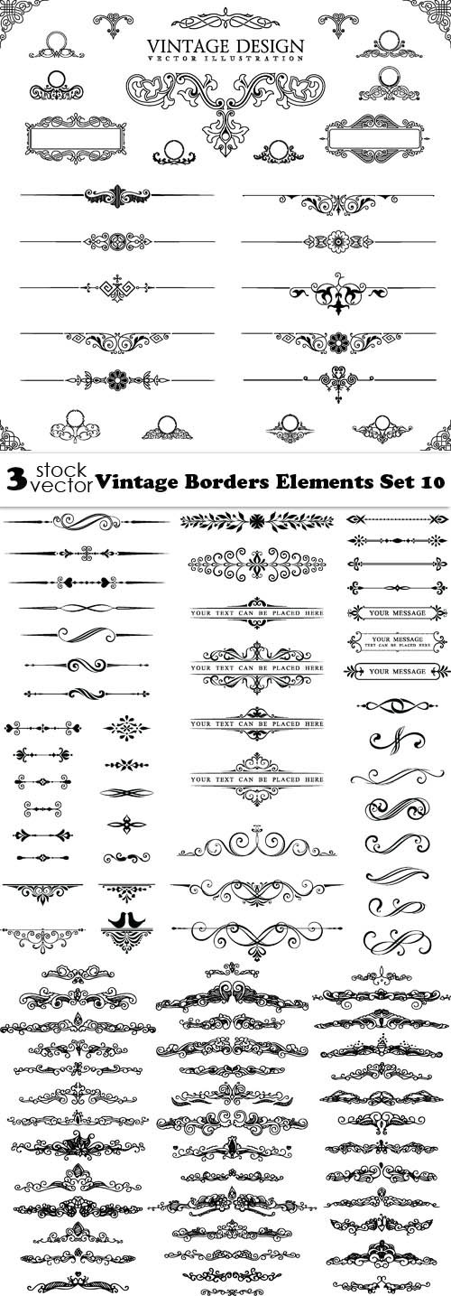 Vectors - Vintage Borders Elements Set 10