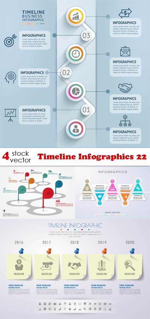 Vectors - Timeline Infographics 22