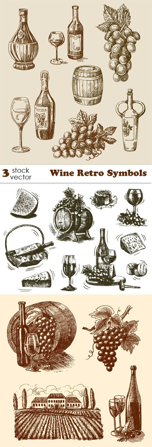 Vectors - Wine Retro Symbols