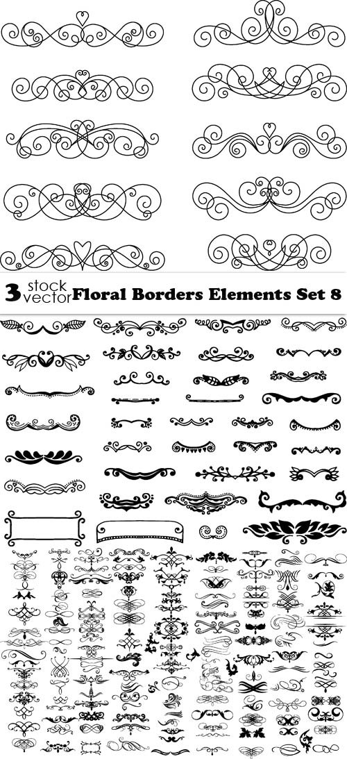 Vectors - Floral Borders Elements Set 8