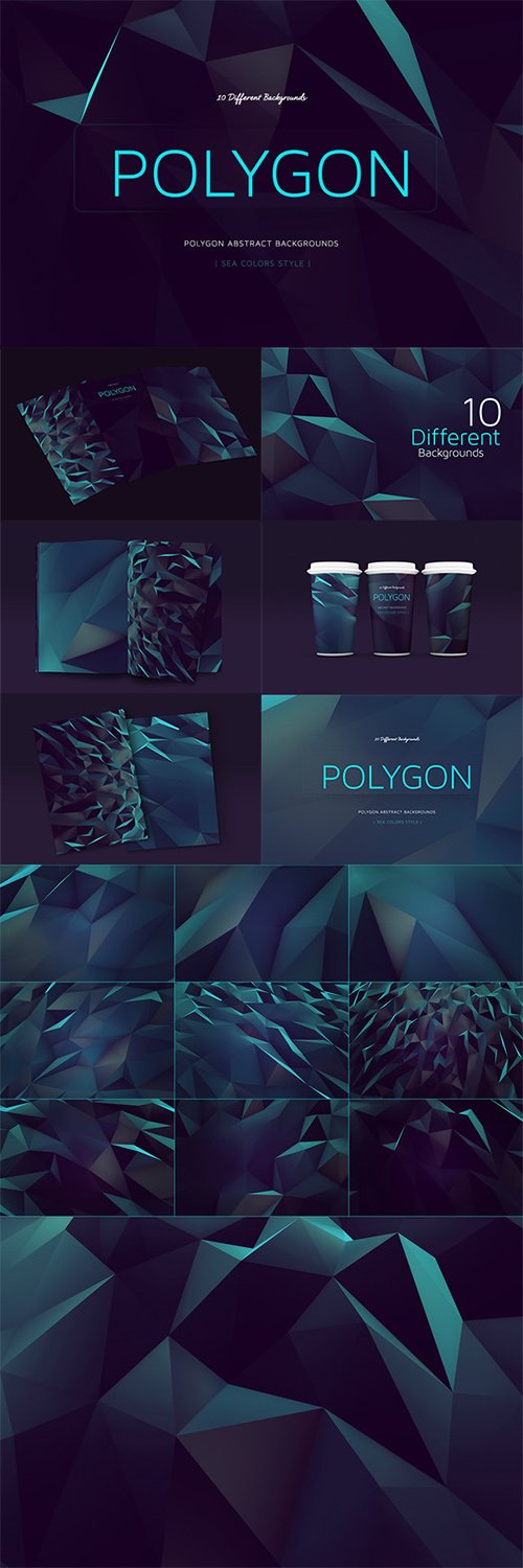 Polygon Abstract BGs|Sea style - Creativemarket 138712