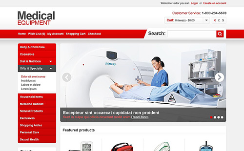 Medical Equipment - OpenCart 1.5.5.1 Template - TM 43488