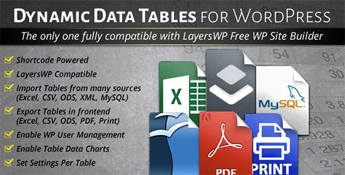 CodeCanyon - WordPress Dynamic Tables, Input from XLS/MySQL/CSV v1.0.8 - 11189941