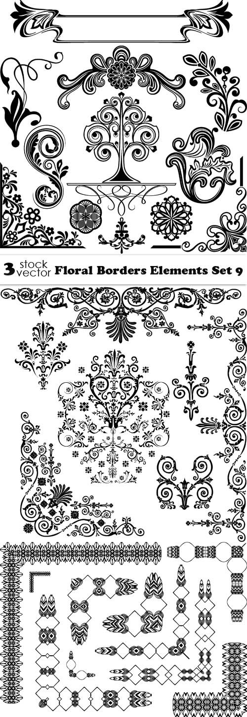 Vectors - Floral Borders Elements Set 9