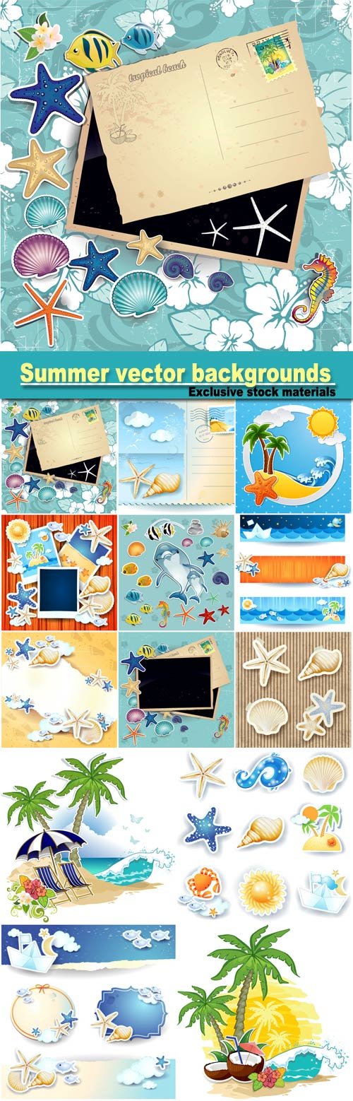Summer vector backgrounds, scrapbooking sea