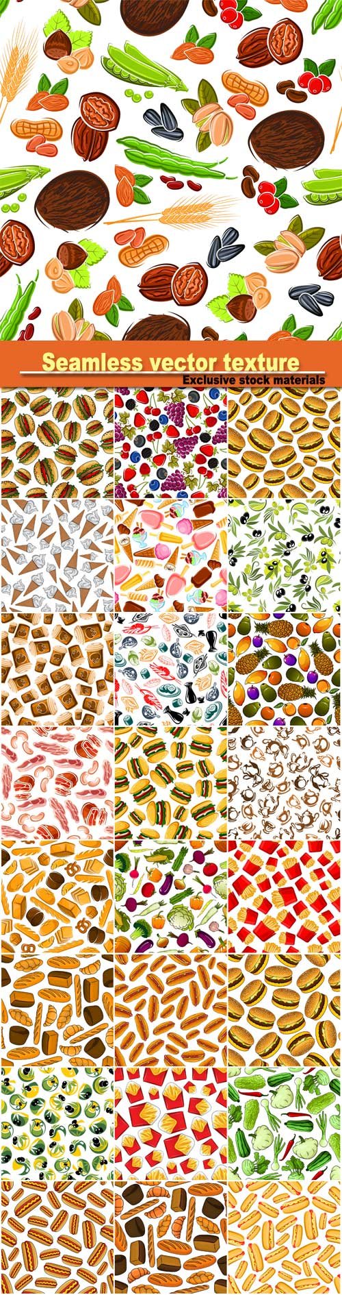 Seamless vector texture with food