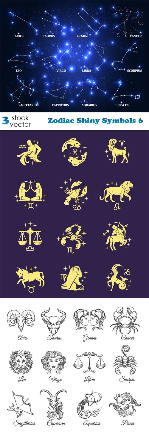 Vectors - Zodiac Shiny Symbols 6