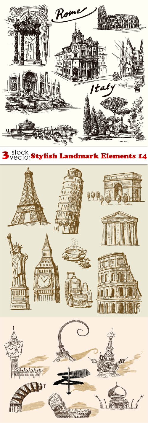 Vectors - Stylish Landmark Elements 14