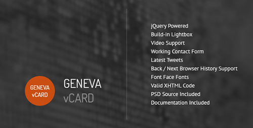 ThemeForest - Geneva v1.2 - Personal vCard Template - 1580396