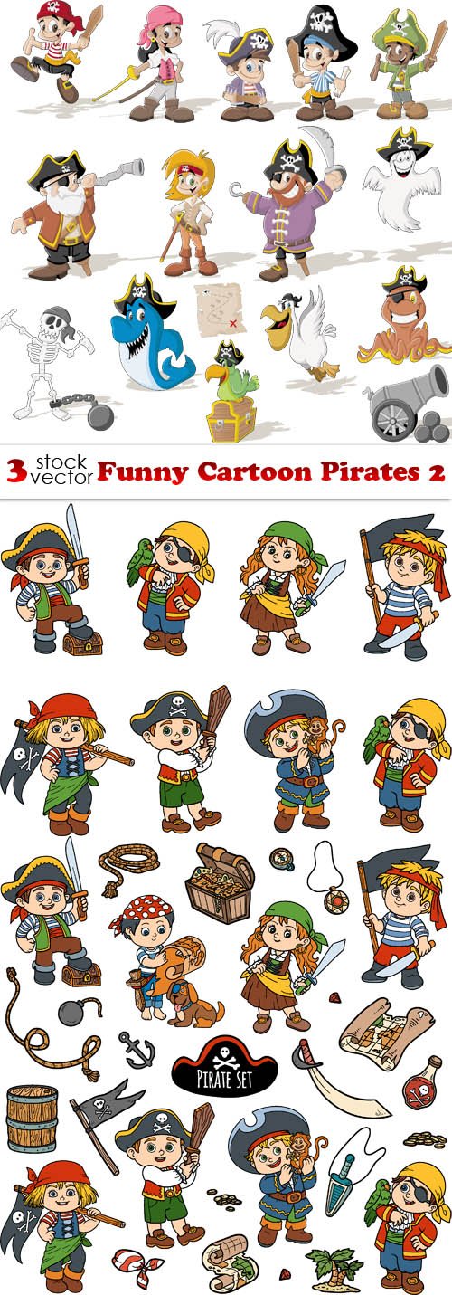 Vectors - Funny Cartoon Pirates 2