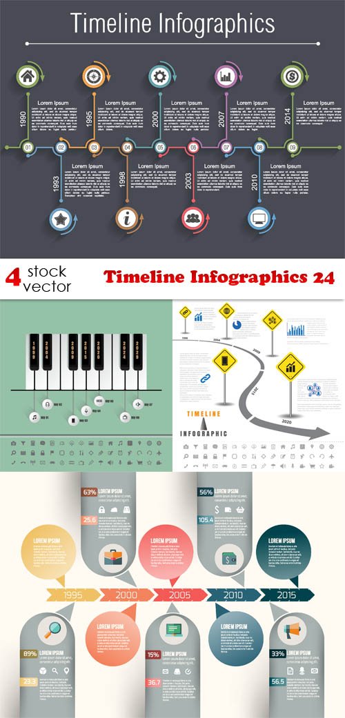 Vectors - Timeline Infographics 24