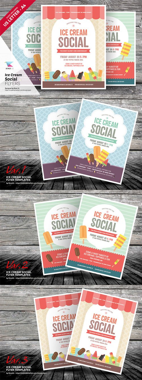 Ice Cream Social Flyer Templates - Creativemarket 712198