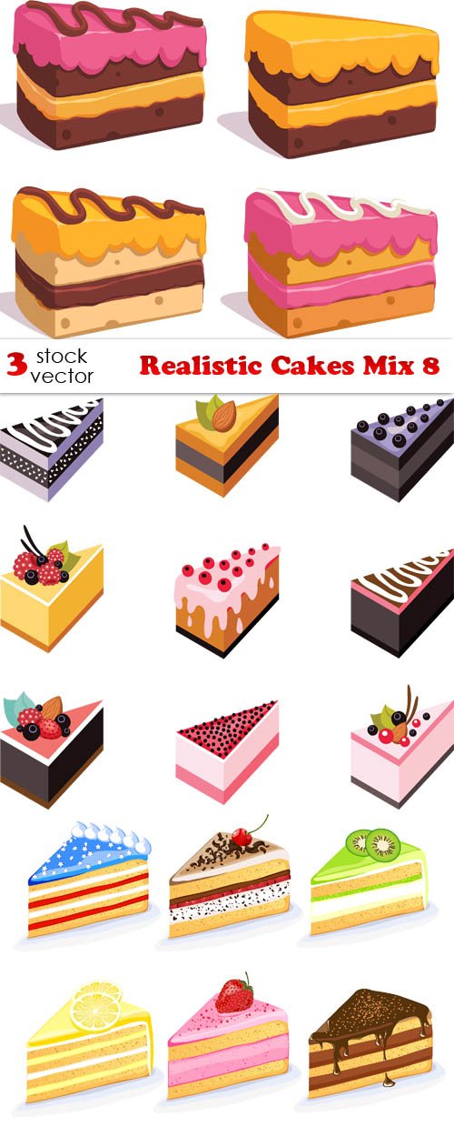 Vectors - Realistic Cakes Mix 8