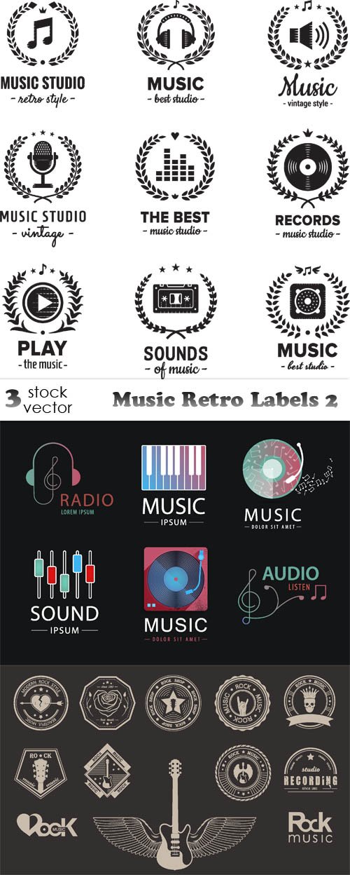 Vectors - Music Retro Labels 2