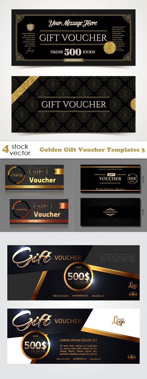 Vectors - Golden Gift Voucher Templates 3