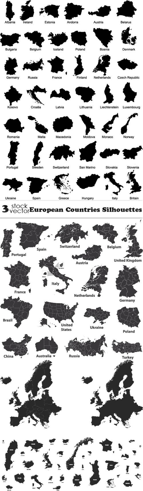 Vectors - European Countries Silhouettes
