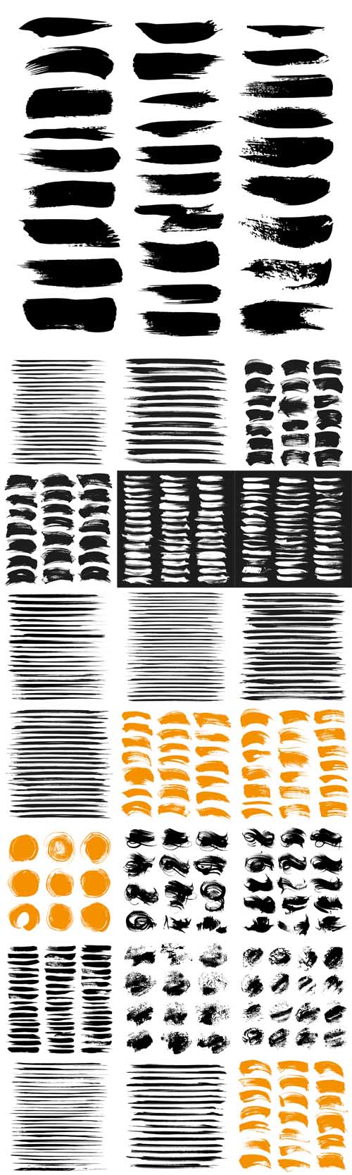 Vector Abstract Brush Strokes Isolated on a white Background
