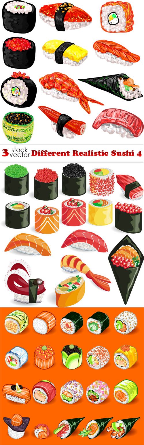Vectors - Different Realistic Sushi 4