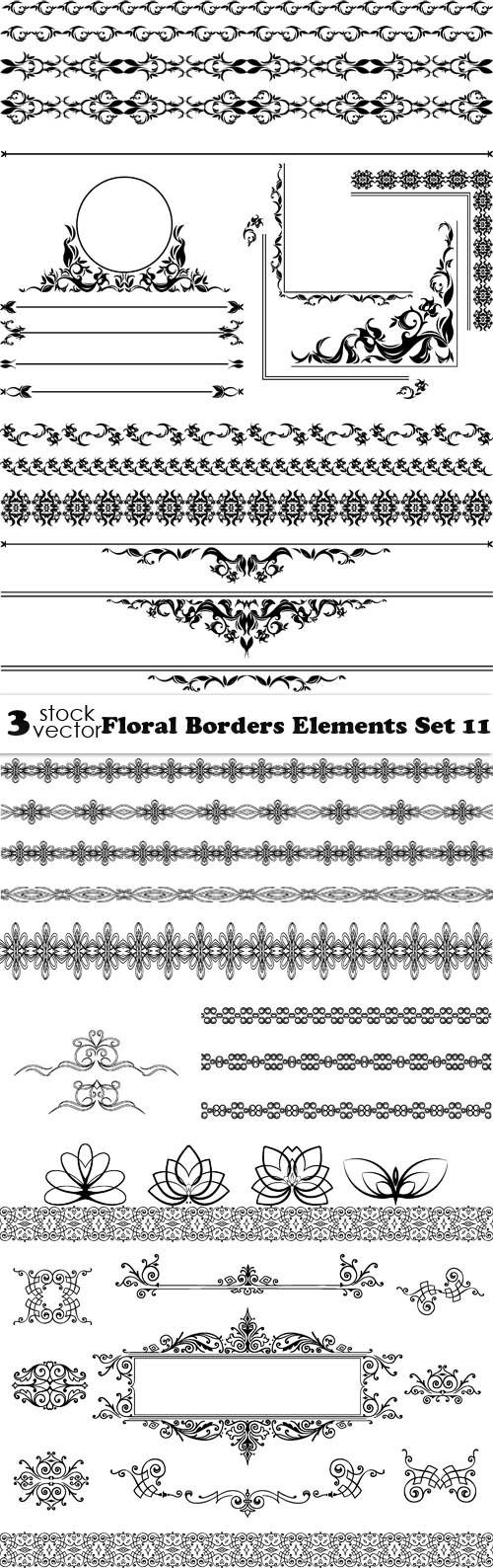 Vectors - Floral Borders Elements Set 11