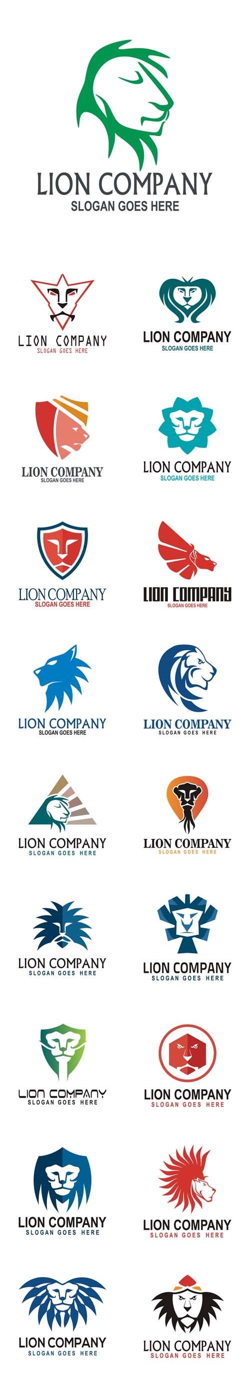 Vector Animals Logo Head Lion King Design