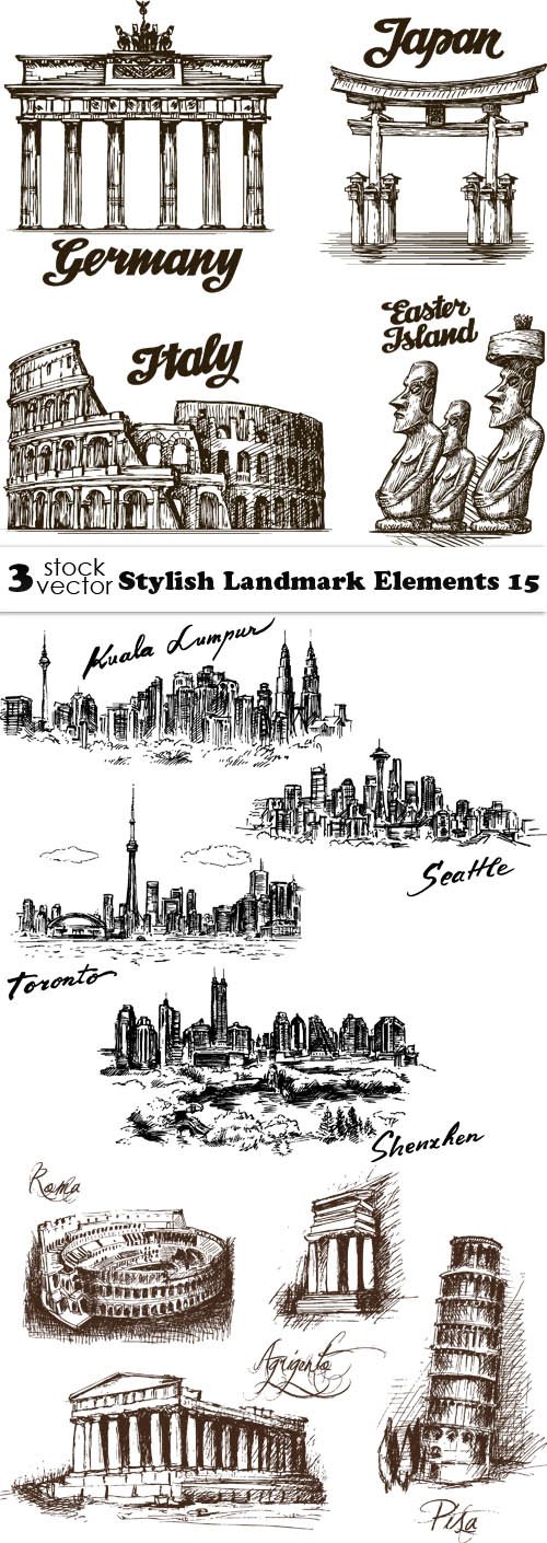 Vectors - Stylish Landmark Elements 15