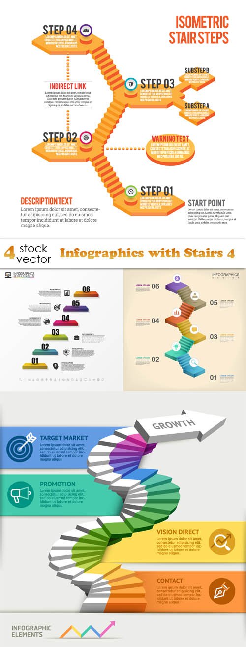 Vectors - Infographics with Stairs 4