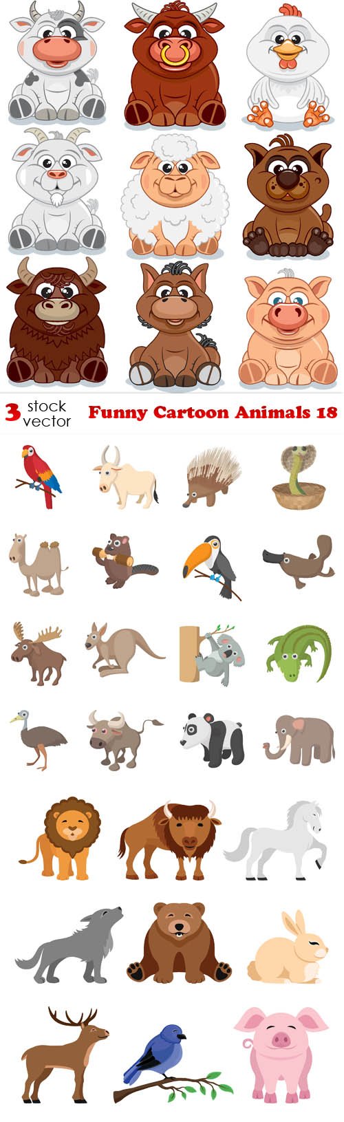Vectors - Funny Cartoon Animals 18