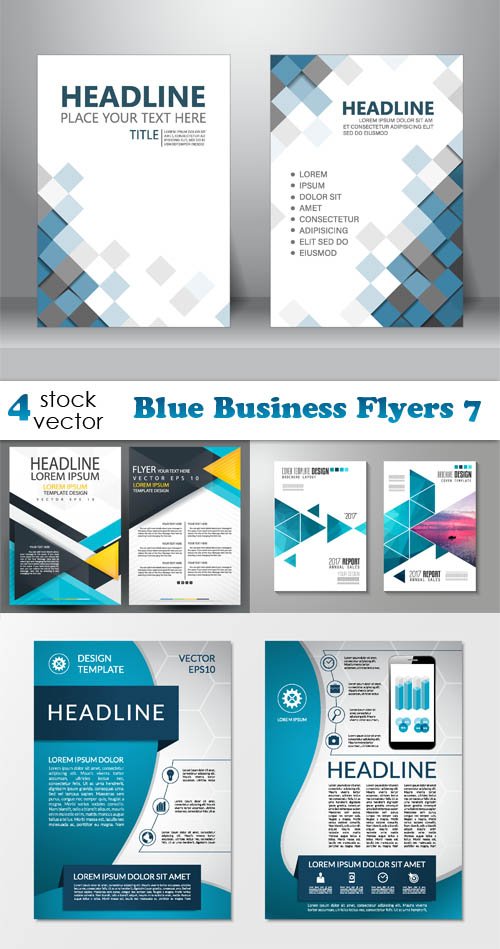 Vectors - Blue Business Flyers 7