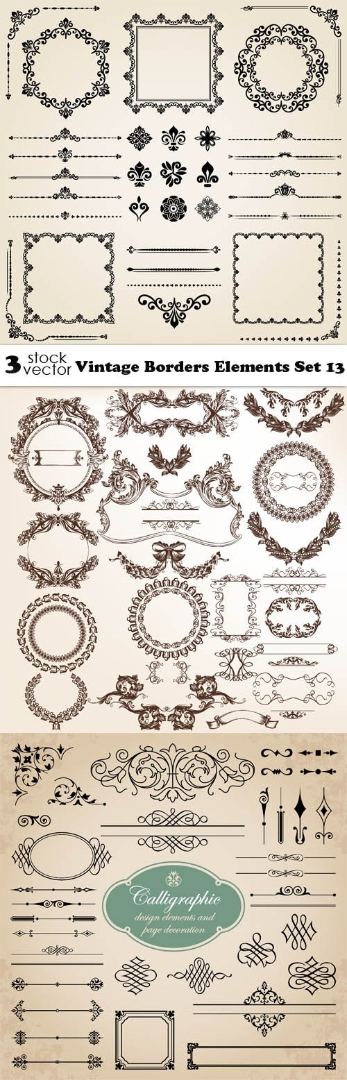 Vectors - Vintage Borders Elements Set 13