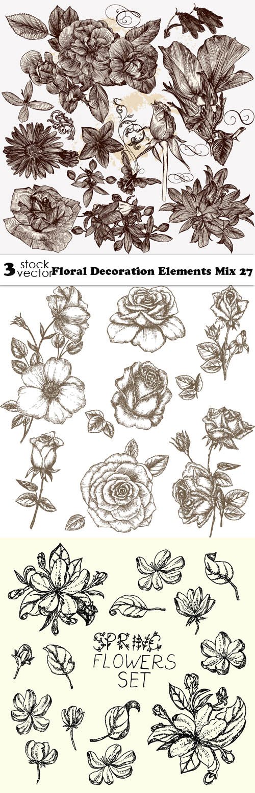 Vectors - Floral Decoration Elements Mix 27