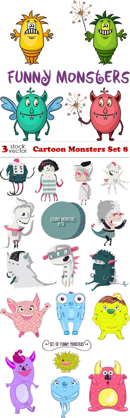 Vectors - Cartoon Monsters Set 8