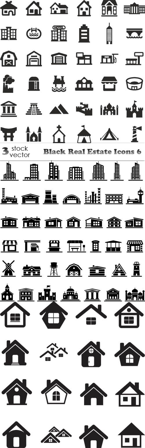 Vectors - Black Real Estate Icons 6