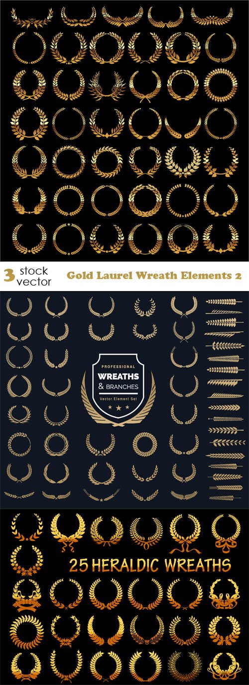 Vectors - Gold Laurel Wreath Elements 2