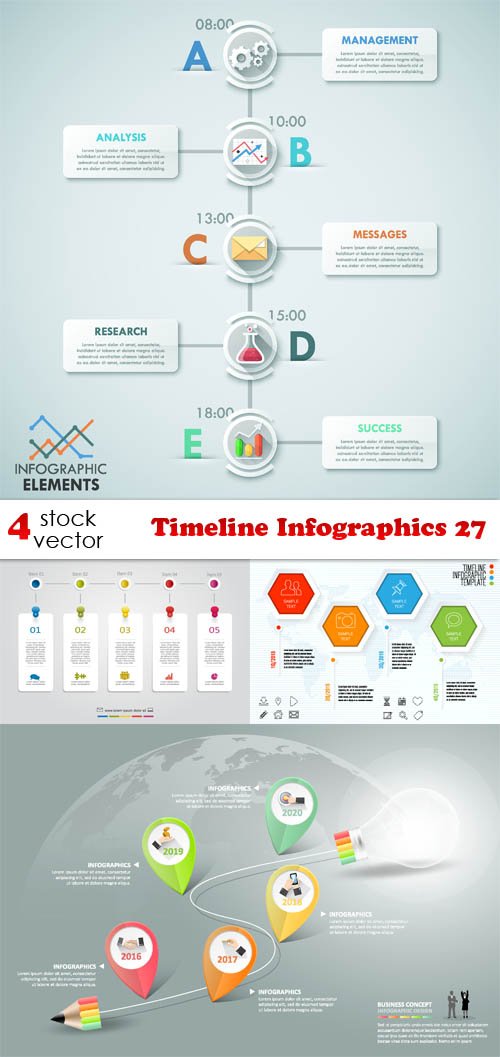 Vectors - Timeline Infographics 27