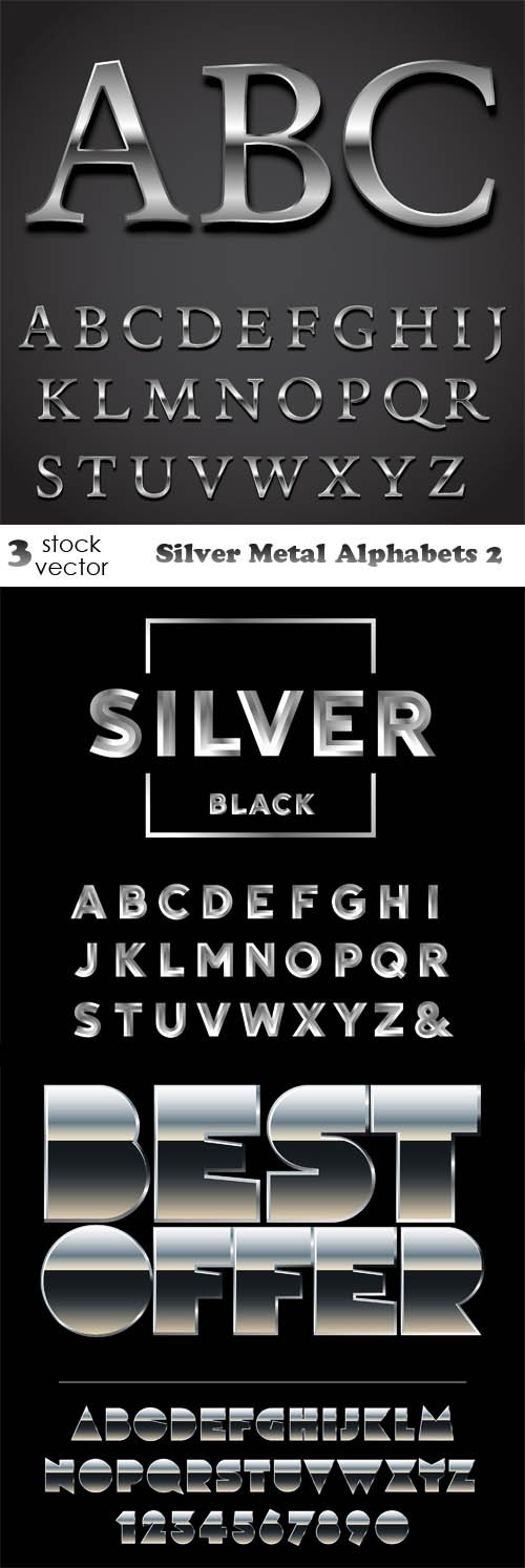 Vectors - Silver Metal Alphabets 2