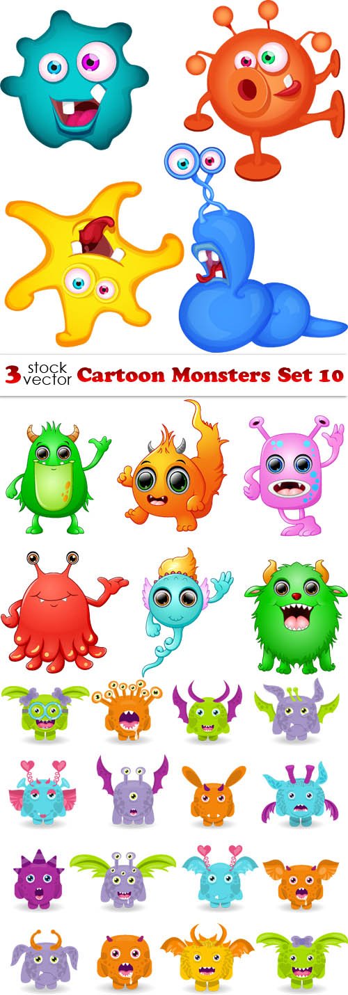 Vectors - Cartoon Monsters Set 10