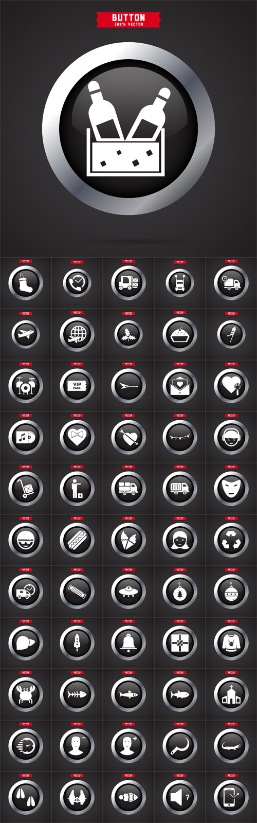 Vector Button Different Icons