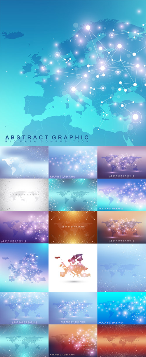 Vector Geometric Graphic Backgrounds Communication with World Map