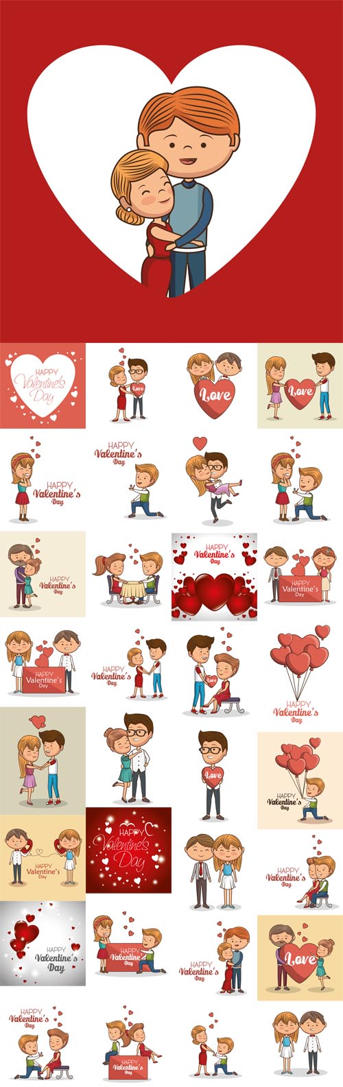 Vector Lovely Couple Valentines Day Illustration Design