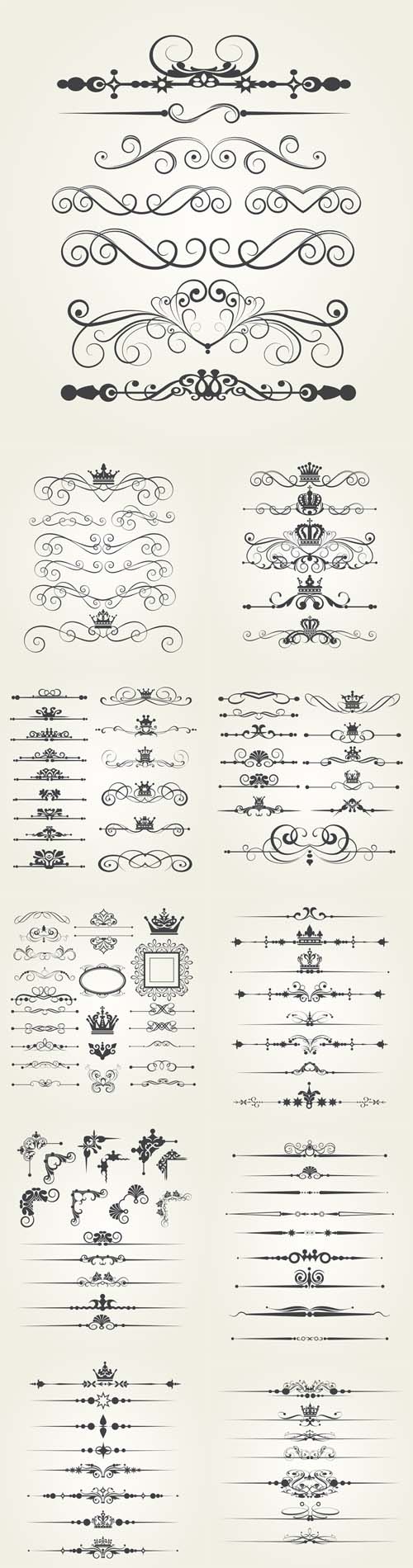 Vector Victorian corners, Borders, Frames. Decorative Elements