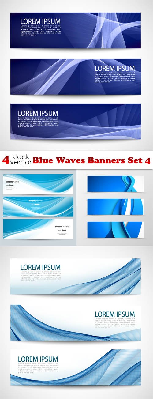 Vectors - Blue Waves Banners Set 4