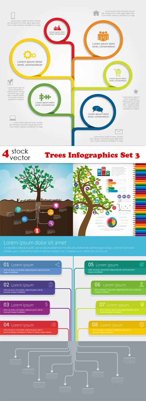 Vectors - Trees Infographics Set 3