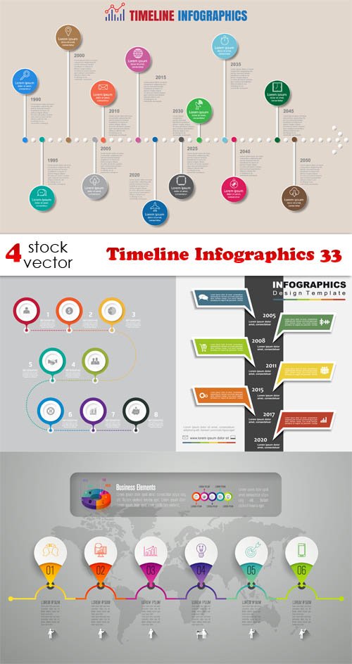 Vectors - Timeline Infographics 33