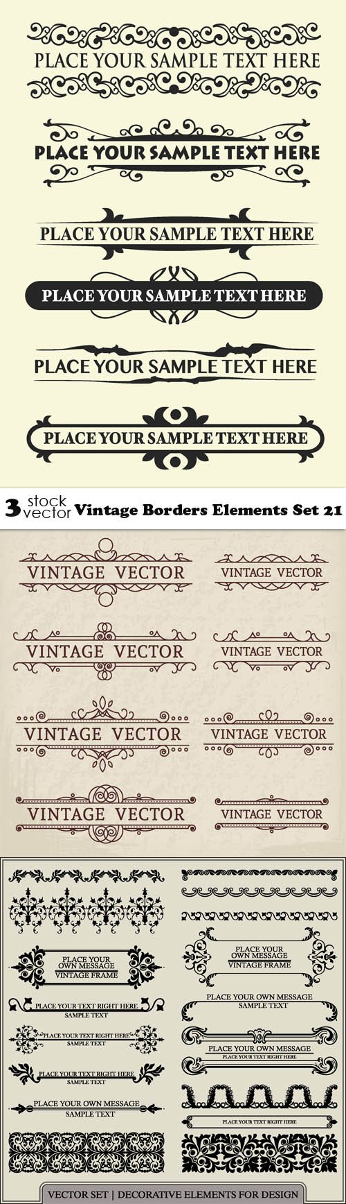 Vectors - Vintage Borders Elements Set 21