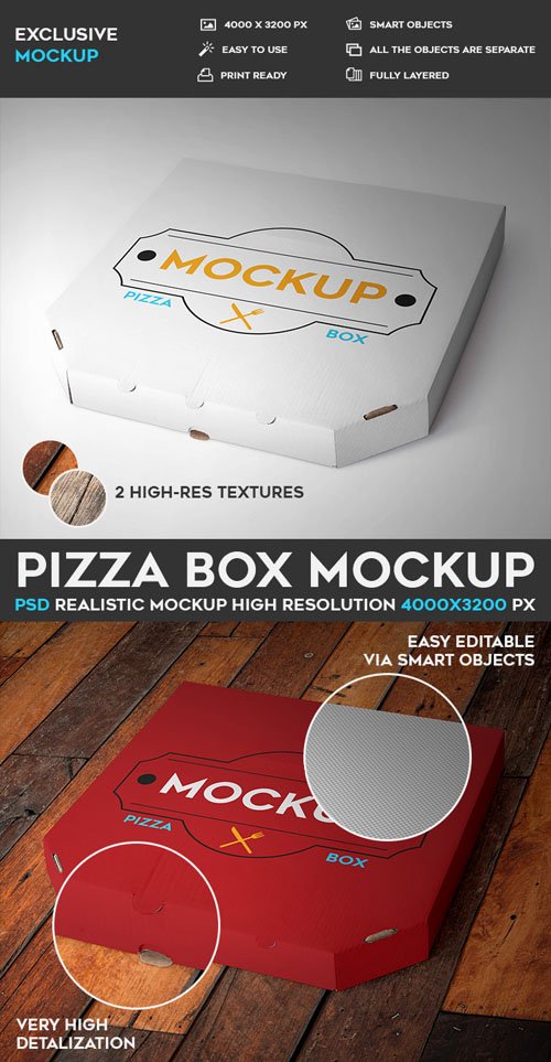 Pizza Box PSD Mockup