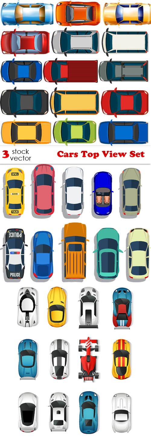 Vectors - Cars Top View Set